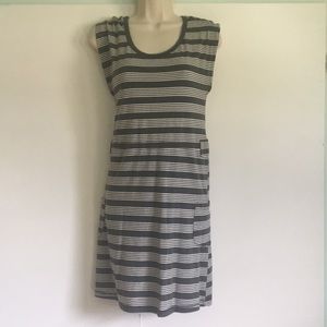 Button Sleeve Stripe Dress